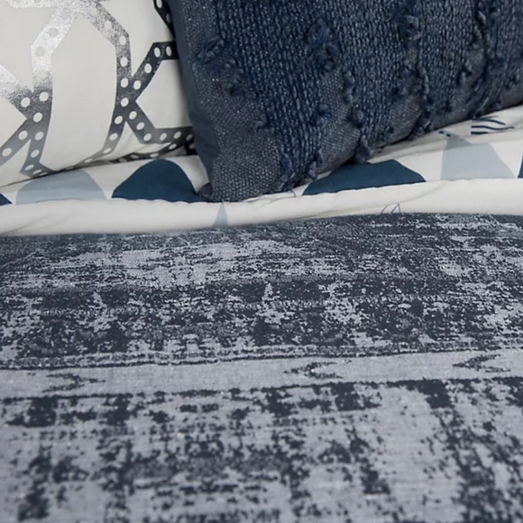 Rizzy Home Geometric 3pc 100% Cotton King Duvet Cover Set in Blue $430 - Picture 11 of 12